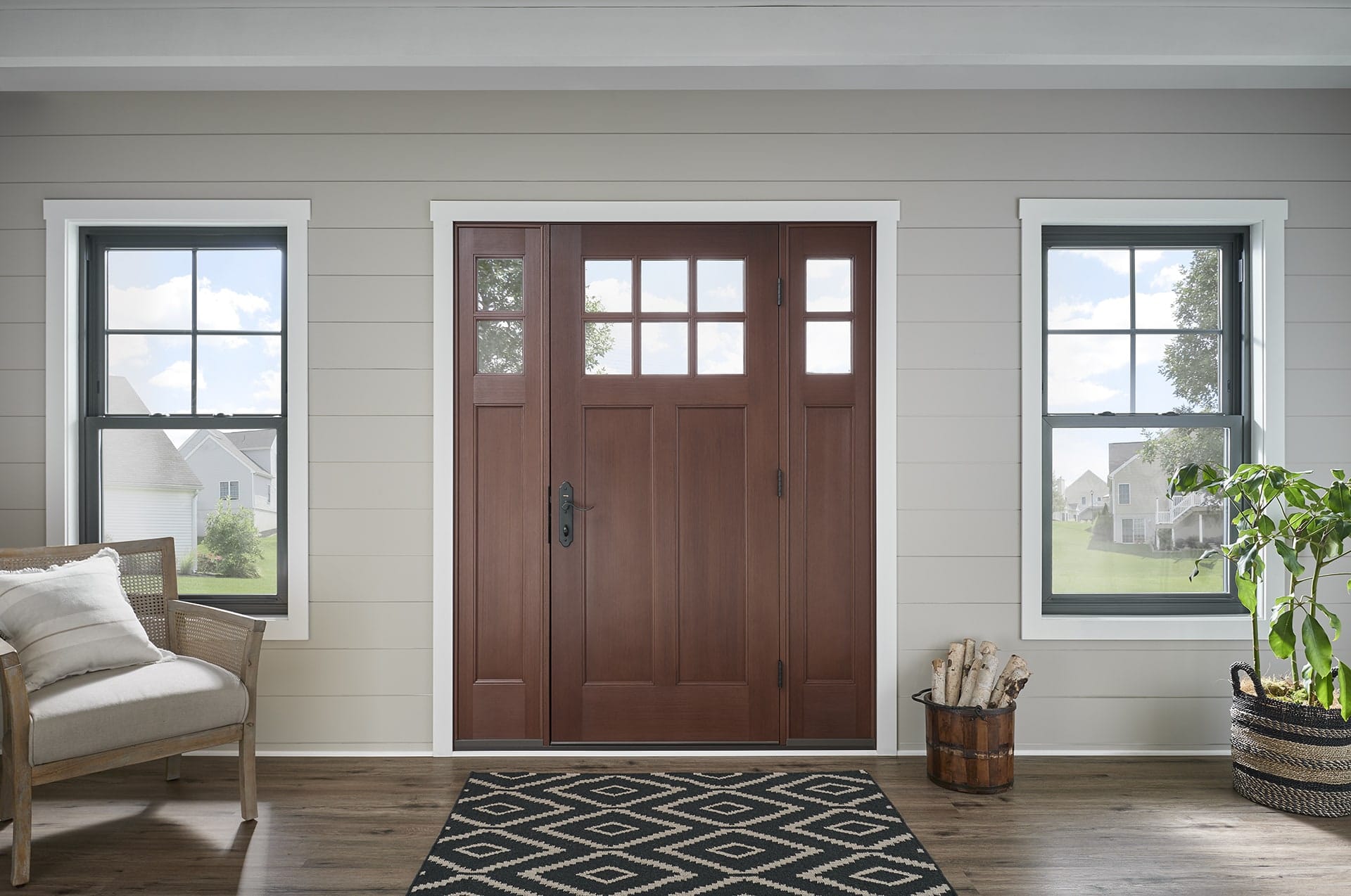 Wood front entry door