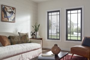 living room with replacement windows