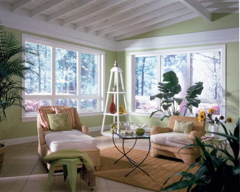 sun room with awning windows